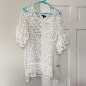 Lane Bryant Elegant White Lace Blouse